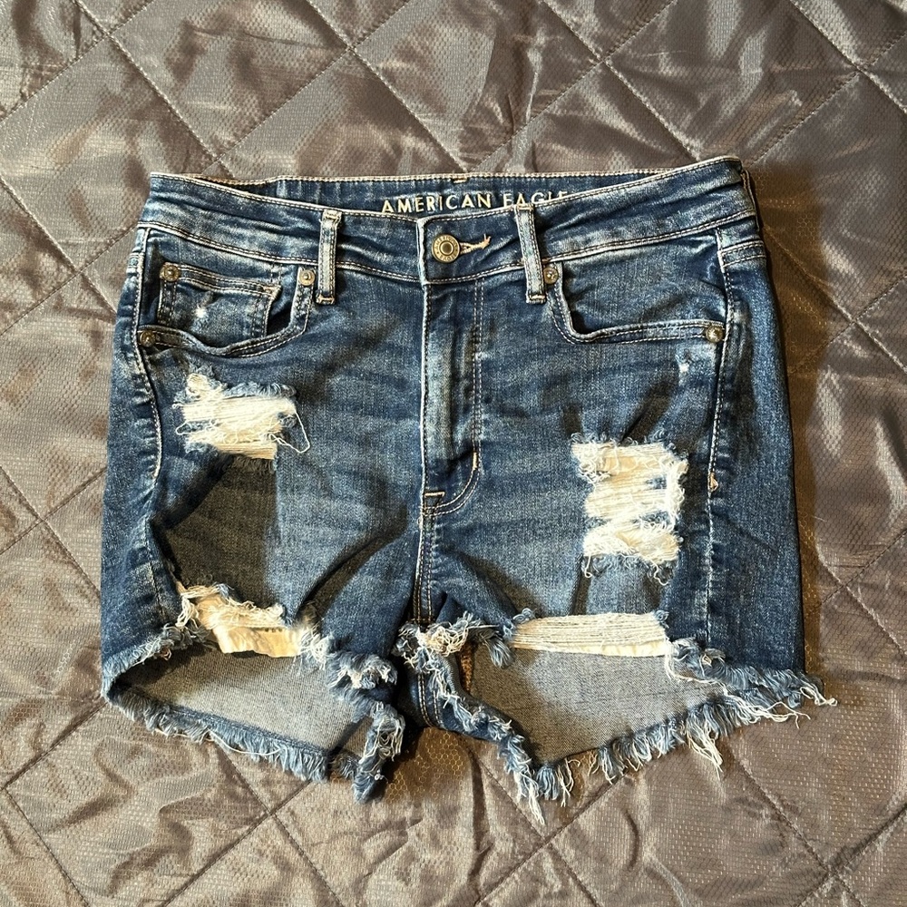 American Eagle Next Level Ripped Denim Shorts